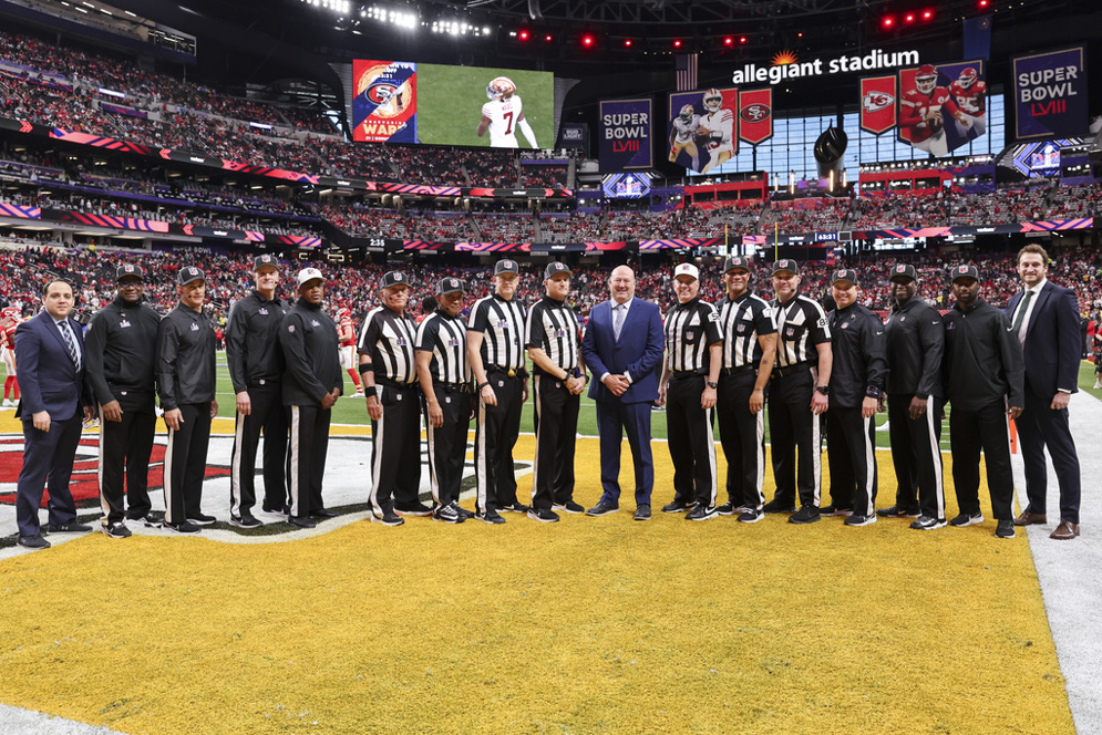 Members of the Super Bowl LVIII officiating crew. (AP/Ben Liebenberg)
 